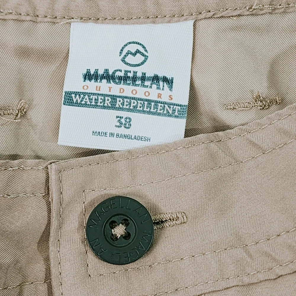 Magellan Outdoors Cargo Shorts Men 38 Tan Fishing Water Repellent 6-Pocket Sport